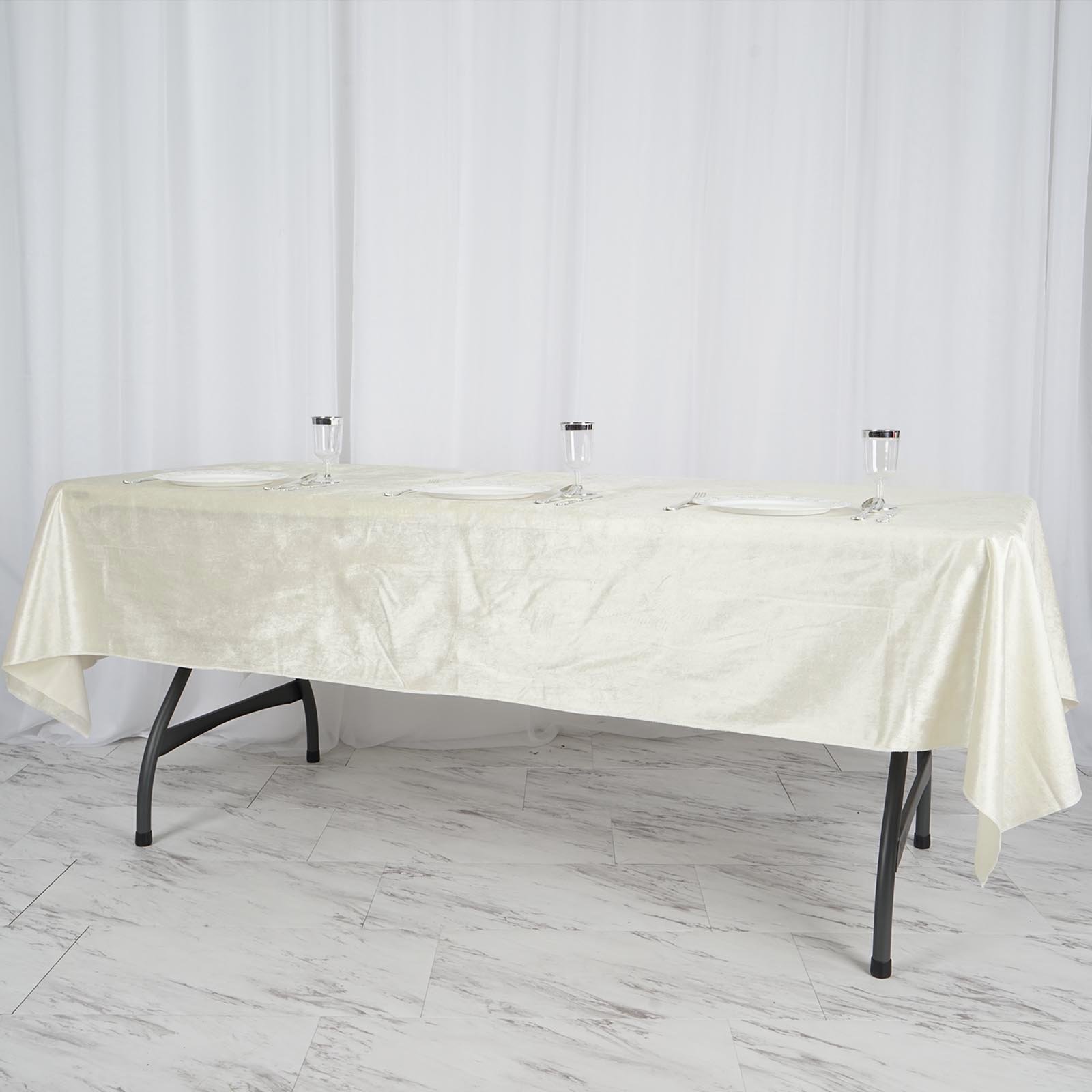 60"x102" Premium Velvet Rectangular Tablecloth Wedding Party Linens Decorations - Picture 45 of 73