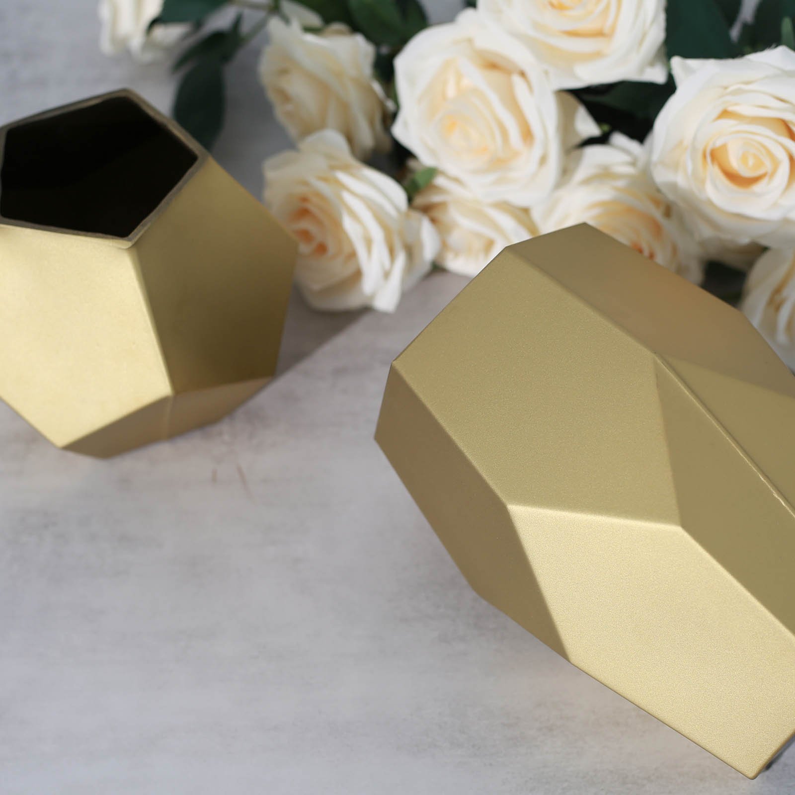 2 Glass Geometric Flower Vases Candle Holders Set Wedding Party Centerpieces - Picture 17 of 26