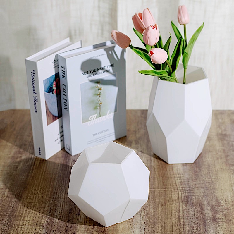 2 Glass Geometric Flower Vases Candle Holders Set Wedding Party Centerpieces - Picture 22 of 26
