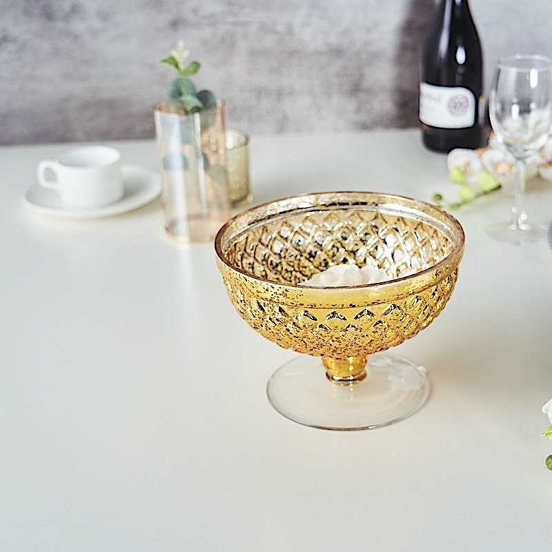 8″ Compote Vase Mercury Glass Bowl Centerpiece Wedding Party Home Decorations