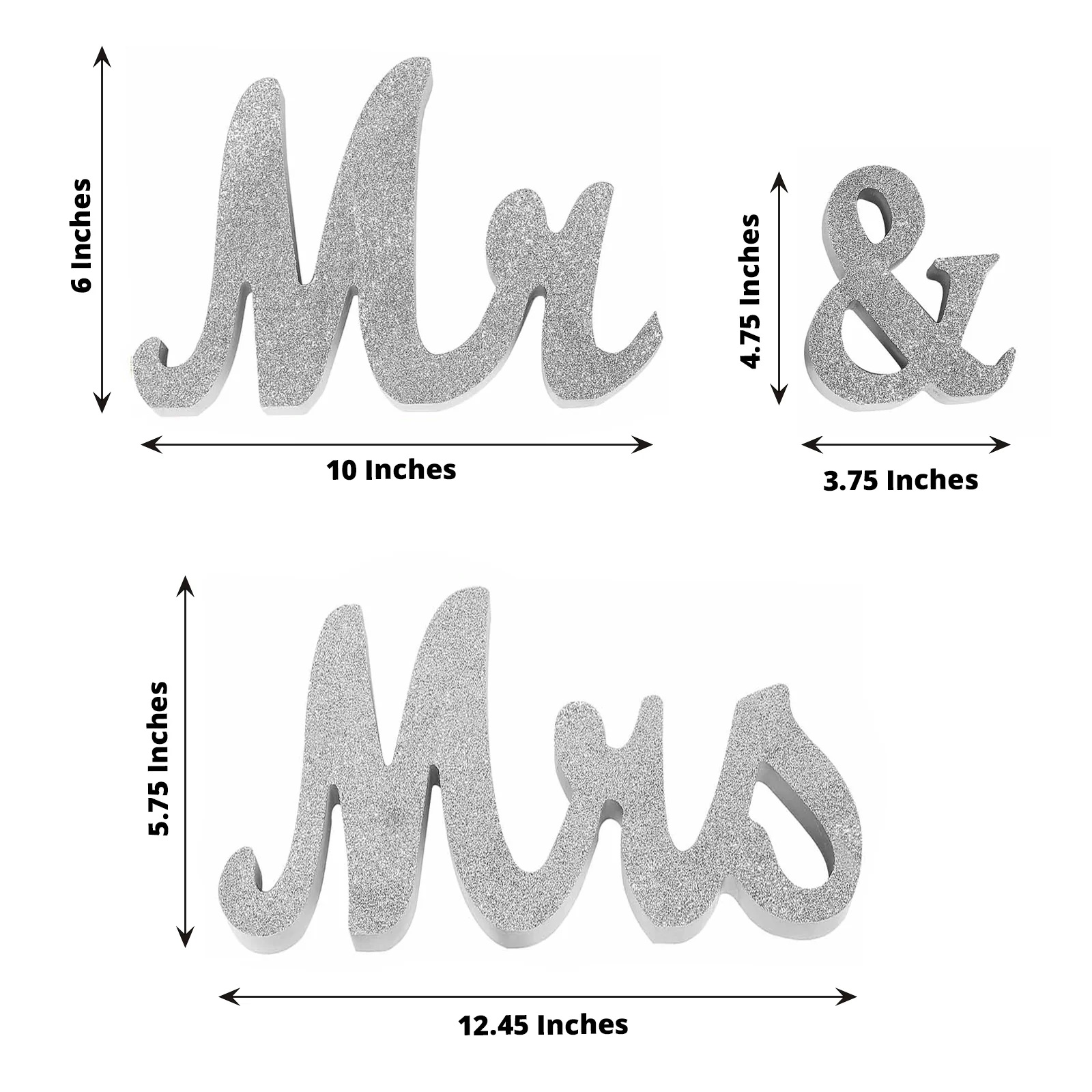 Glittered Wooden Mr & Mrs Freestanding Wedding Table Display Signs Party Events - Picture 8 of 19
