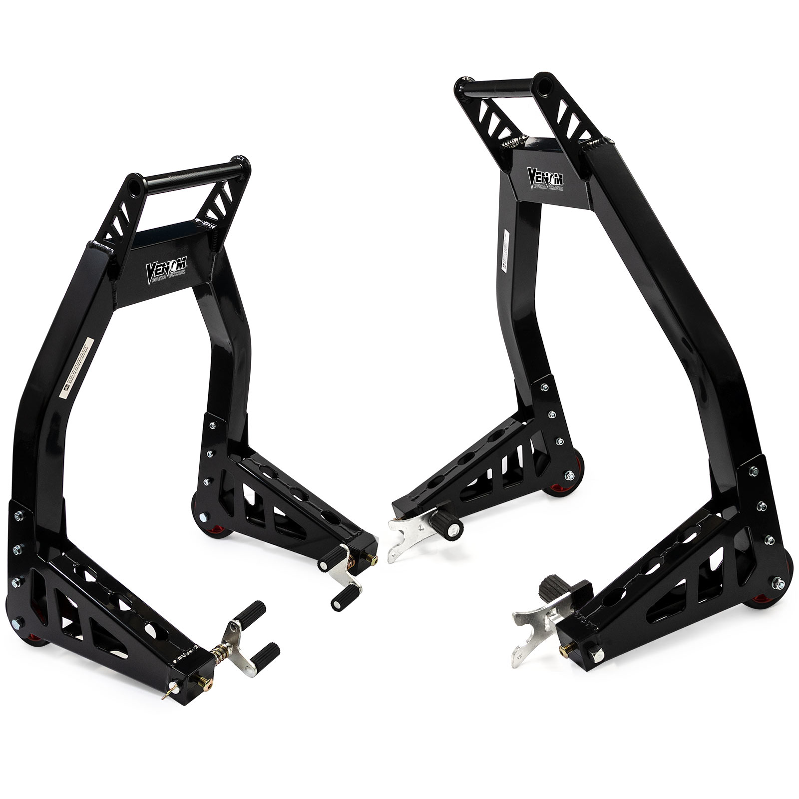 Venom Motorcycle Front & Rear Lift Stand Combo – Adjustable Spool Stand For Ducati 999/R/S 2005-2006, Heavy Duty Steel
