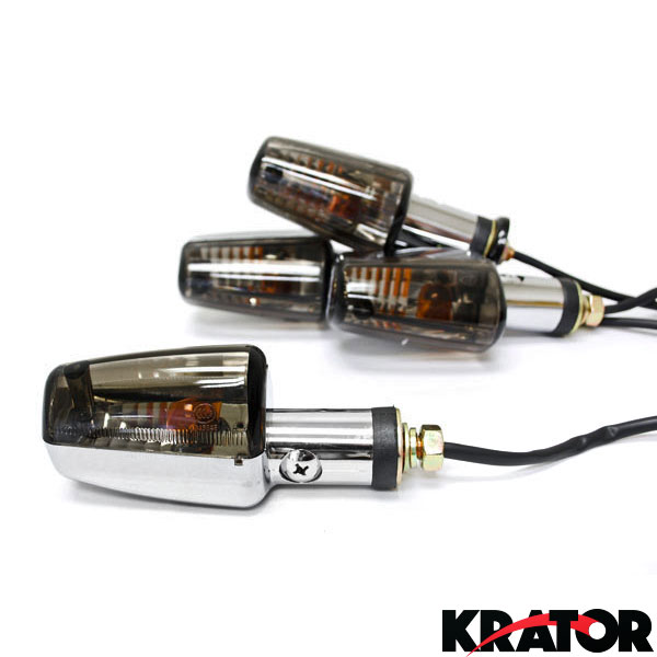 4 Smoke Lens Spear Turn Signals Lights For Motorcycles Amber Indicator Blinkers