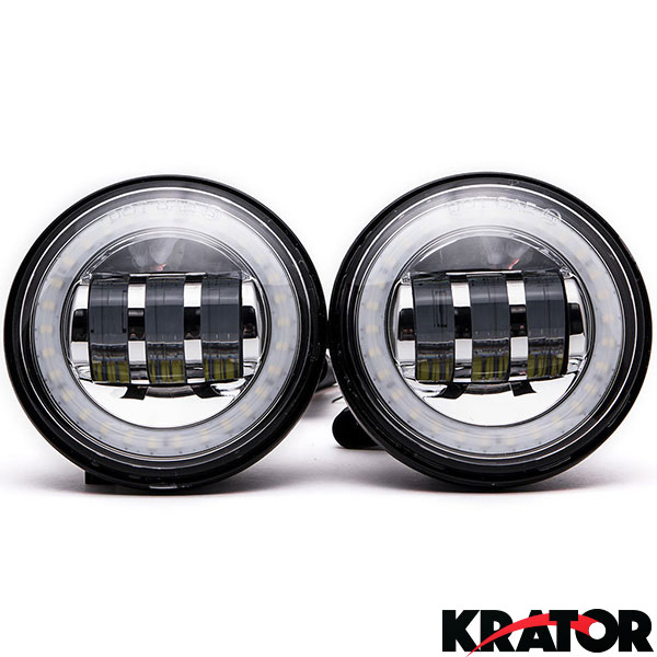 Black 2x 4.5/" LED Spot Fog Light Angel For Harley CVO Dyna FXDSE 2007-2008