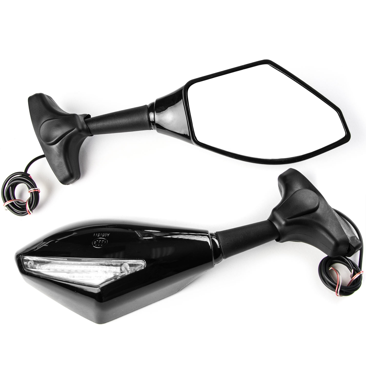 2x Universal Black Integrated Motorcycle Mirrors W Led Turn Signals Blinkers Ebay