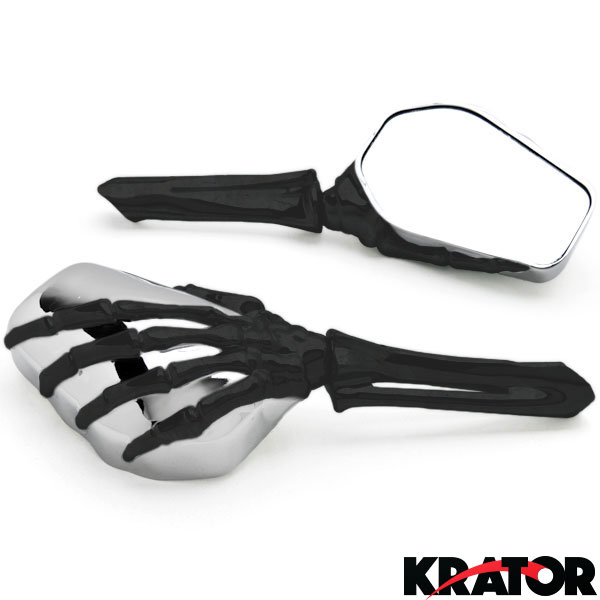 8mm 10mm Motorcycle Mirrors Skeleton Hand Skull Arm Universal Set