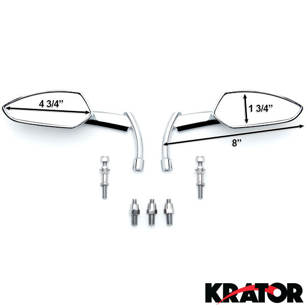 thumbnail interactive-video image 1 of Chrome Sickle Scythe Style Motorcycle Mirrors – Blade Mirrors With Adapters 1 of 4