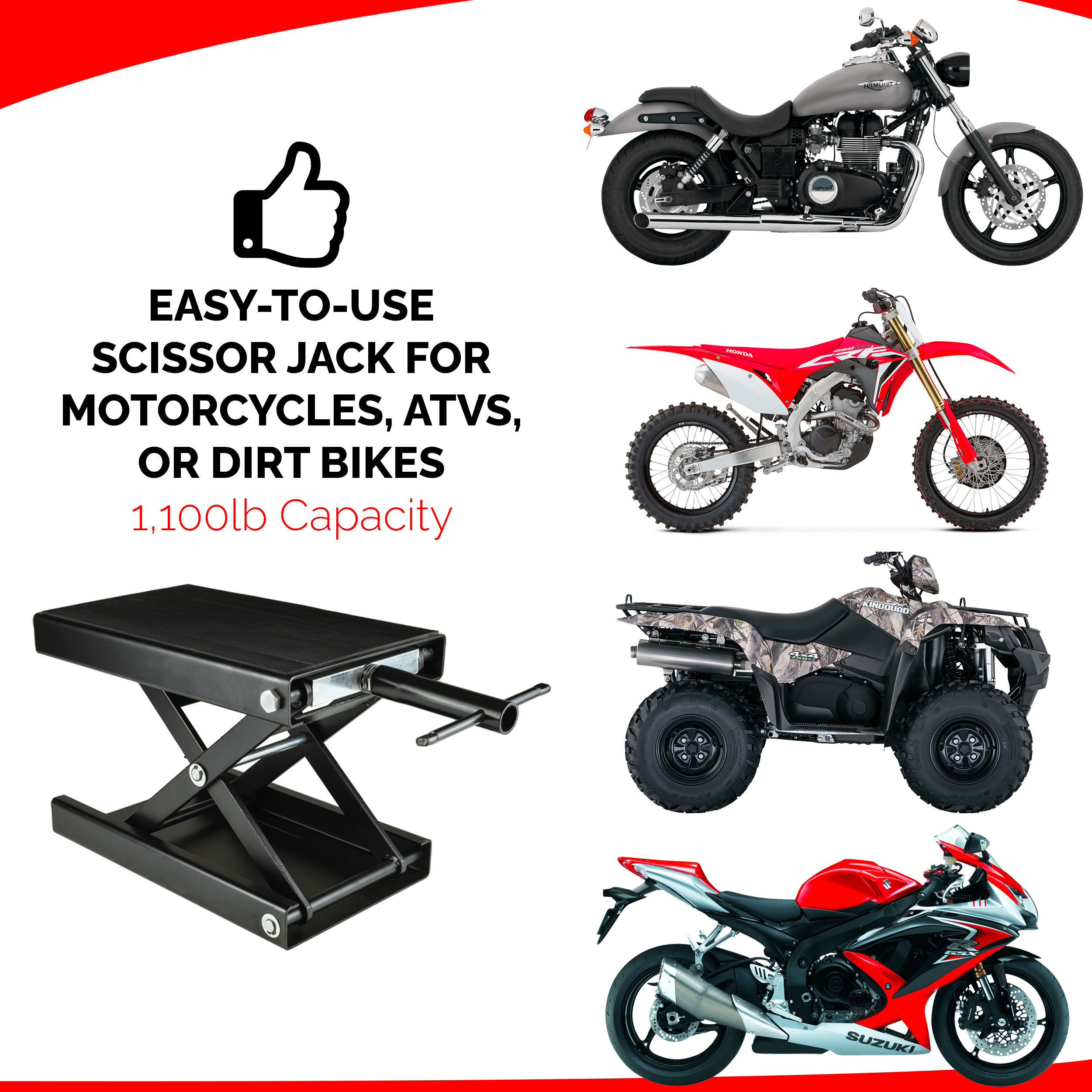 Motorcycle Lift,1100 LBS Motorcycle Lift ATV Scissor Lift Jack With Trolley & Hand