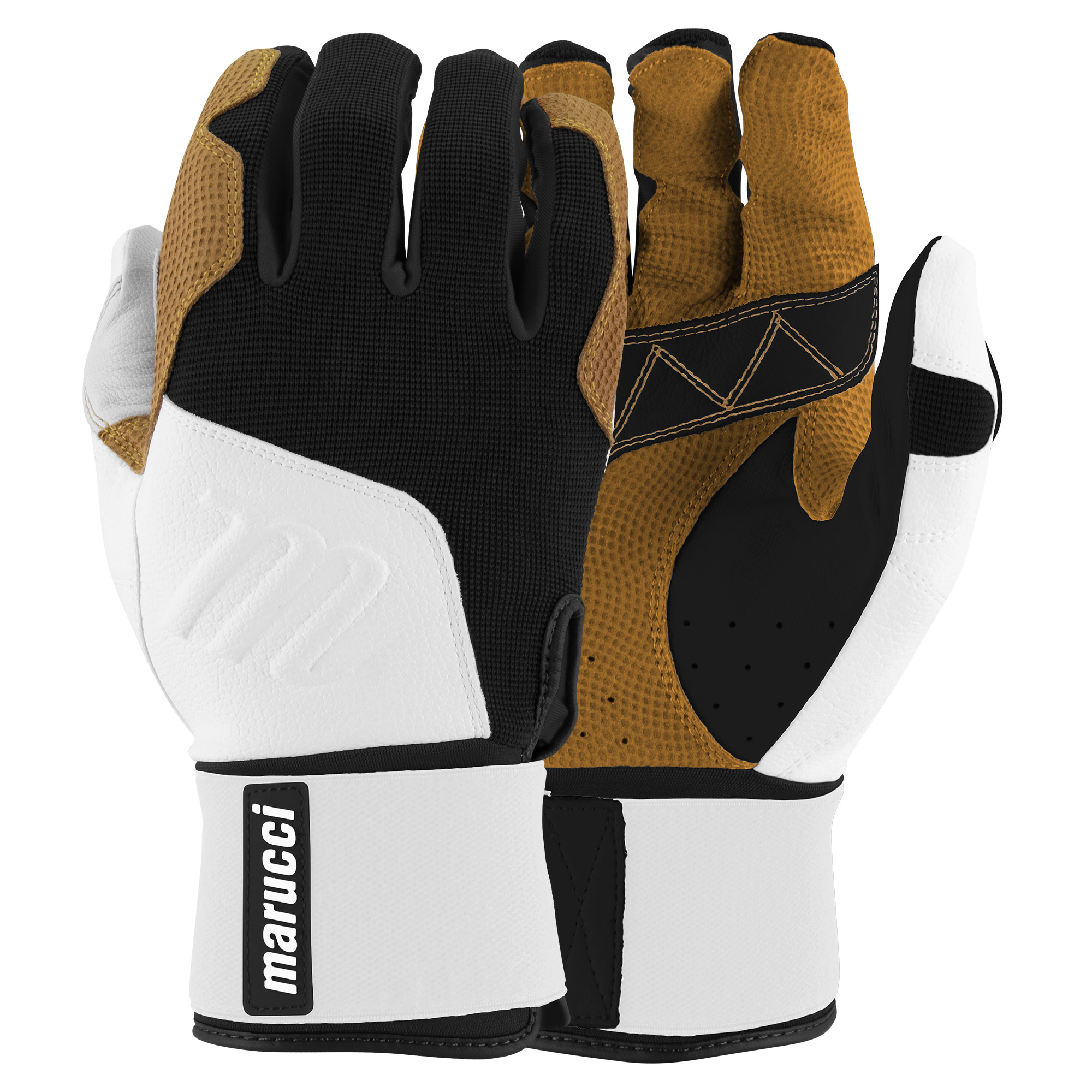 Marucci Blacksmith Full Wrap BG White Black Batting Gloves Adult Small