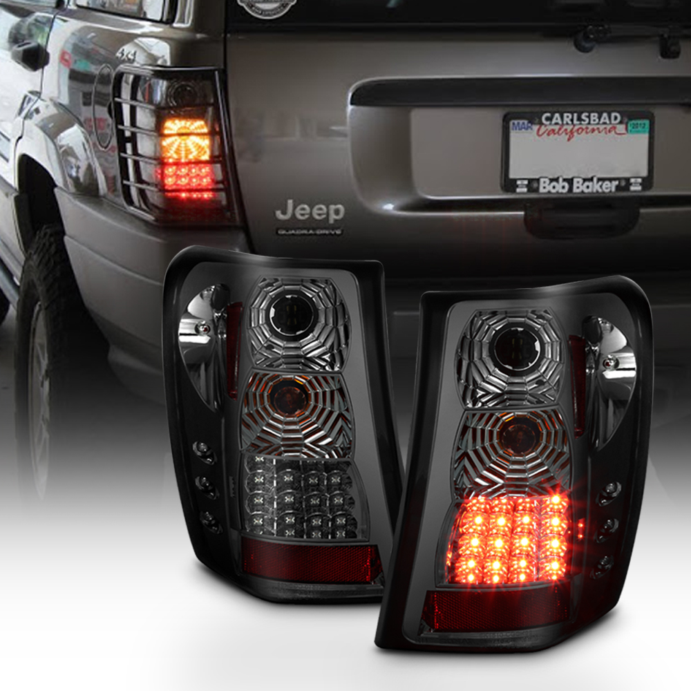 Smoked 1999 2000 2001 2002 2003 2004 Jeep Grand Cherokee Led Tail Lights Ebay
