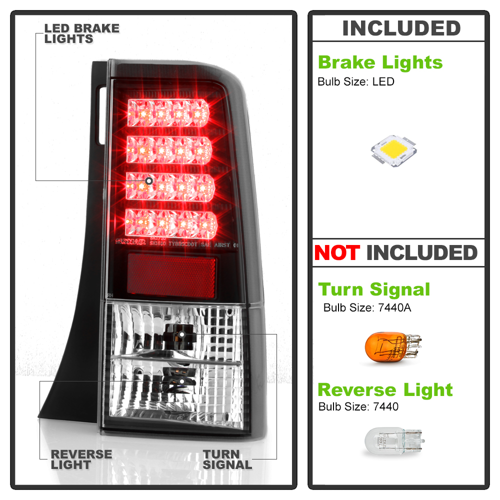 Black 2004 2005 2006 Scion Xb Bb Lumileds LED Tail Lights Brake Lamps