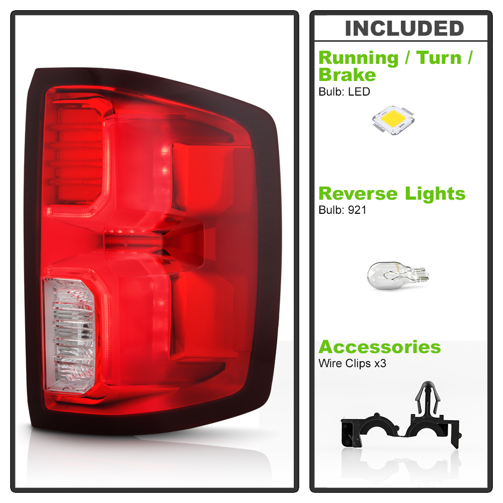 Civiland LED Tail Lights Pair For 2016-2018 Chevy Silverado 1500 LTZ High Country – Factory LED Compatible