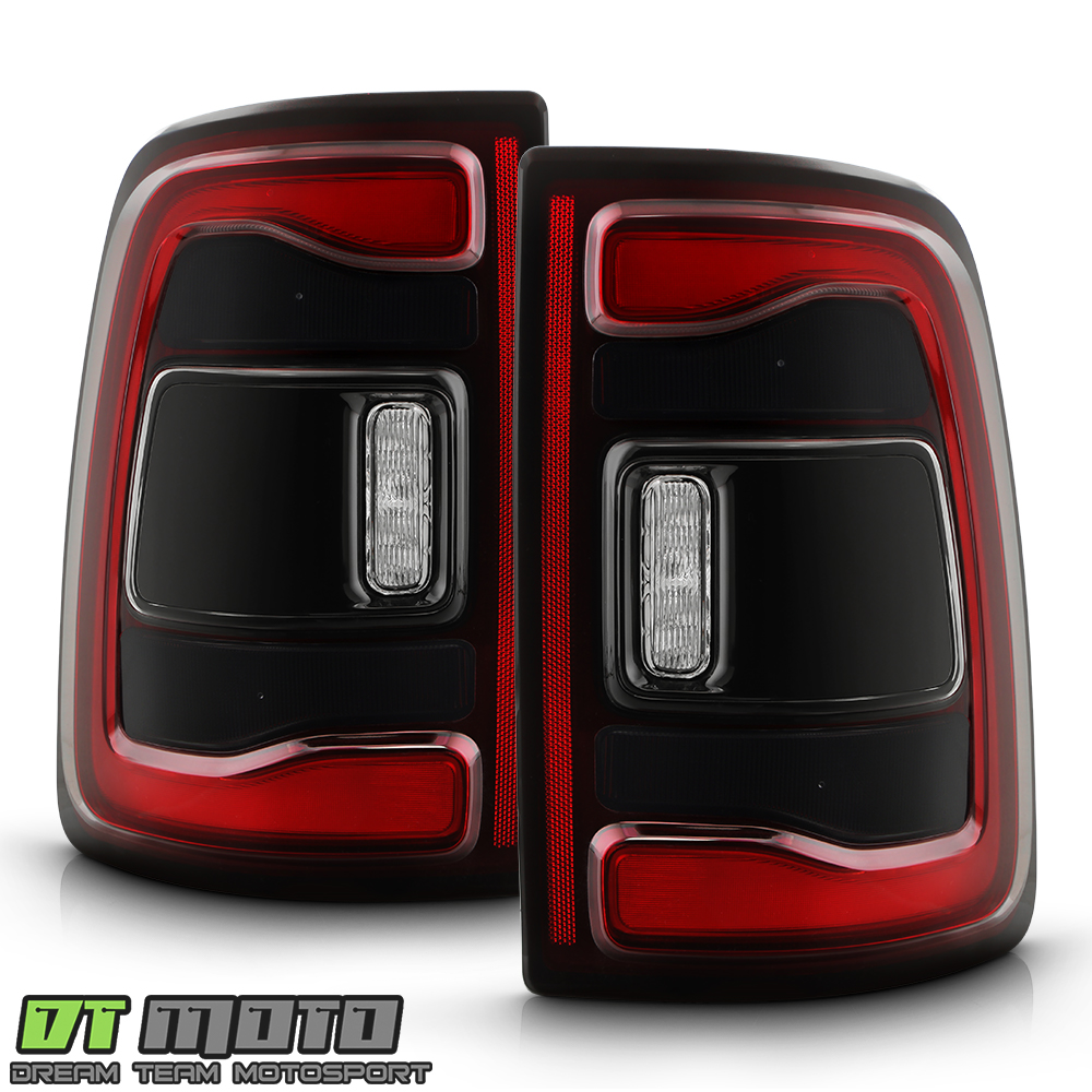 TRUE MODS Smoked Full LED Tail Light Assembly Replacement for 2019-2024 Dodge Ram 2500 3500 Stock Halogen Taillight Bulb [DOT] Tradesman Big Horn Lone Star Laramie Rebel Power Wagon Limited Longhorn