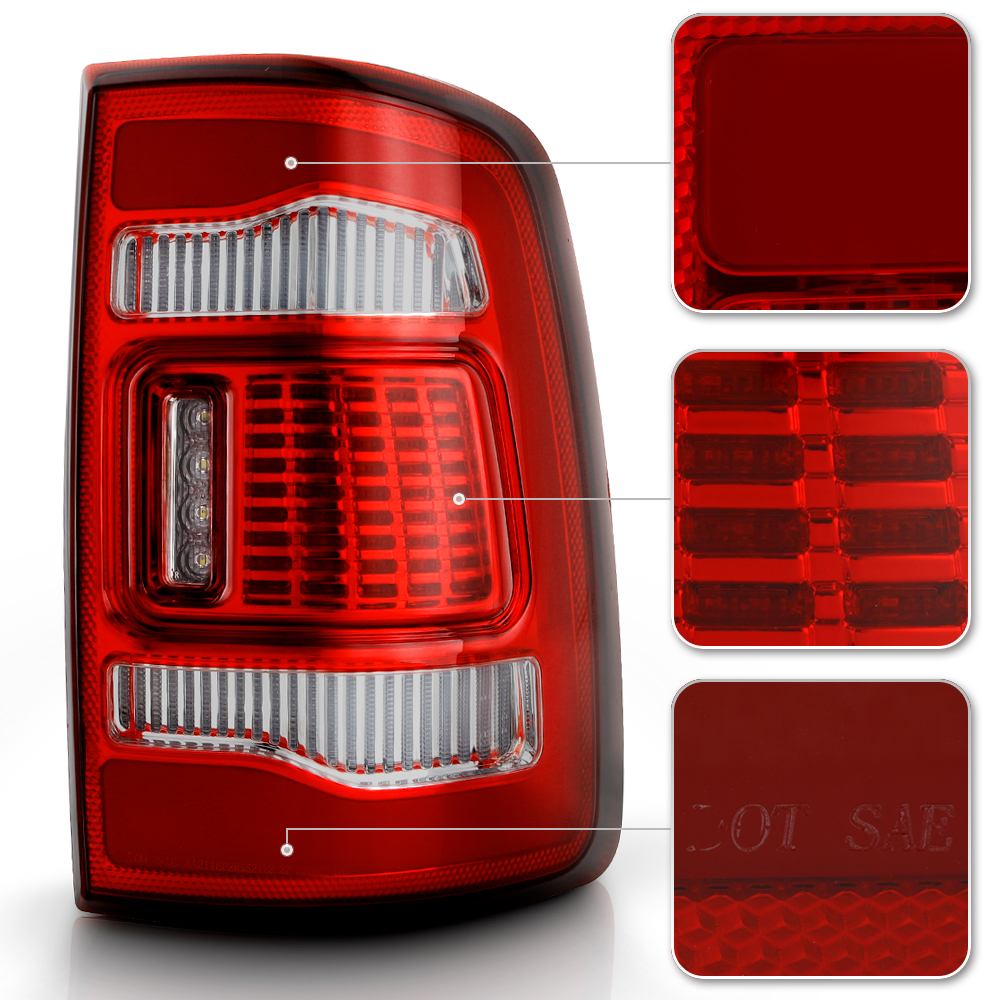 MZORANGE Pair LED Tail Lights For 2009-2018 Dodge Ram 1500 – Black Housing, Smoked/Clear Lens