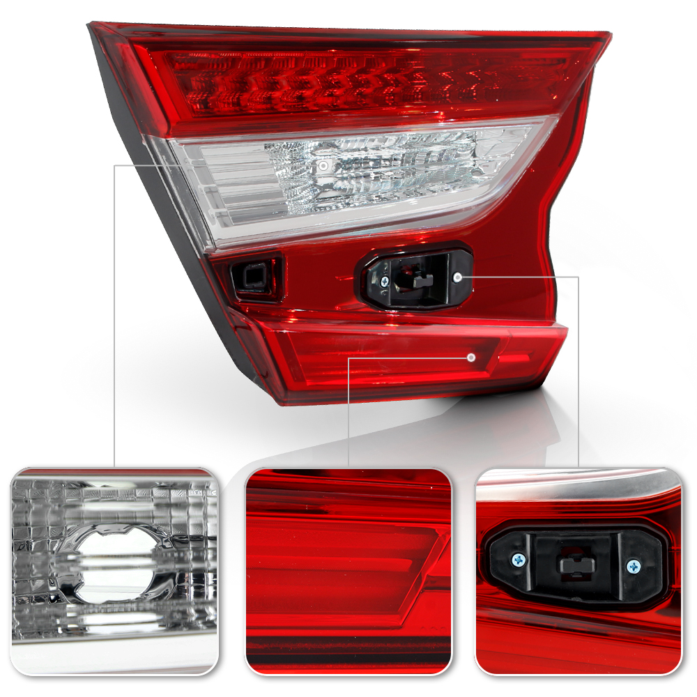 Inner LED Tail Light For 2018-2022 Honda Accord - Driver Side, Chrome Housing, Red Clear Lens