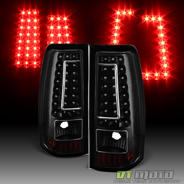 Black 2003-2006 Chevy Silverado 1500 2500 3500 Headlights+LED Tail Lights Lamps