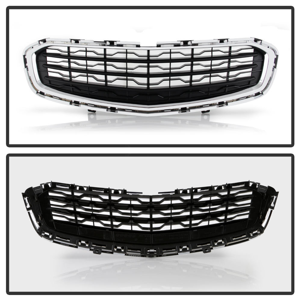Front Center Grille For 2015-2016 Chevy Cruze (Not LTZ) - Black/Chrome, GM1200728 Replacement