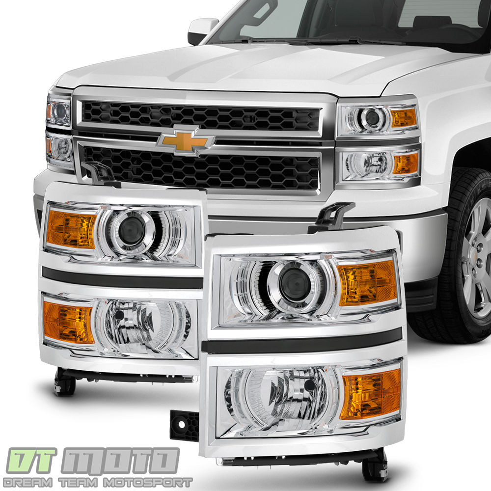 2014-2015 Chevy Silverado 1500 Pickup Projector Headlights Headlamps Left+Right