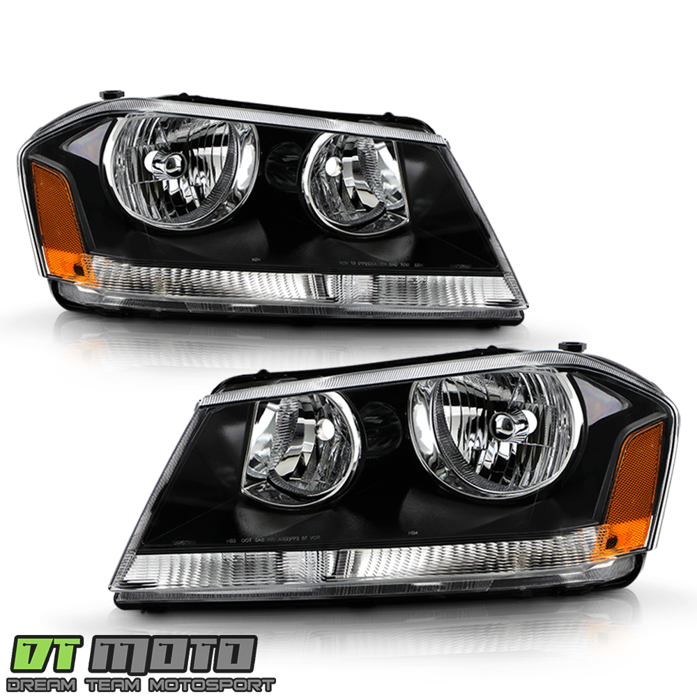 Black 20082014 Dodge Avenger Headlights Headlamps Replacement 0814