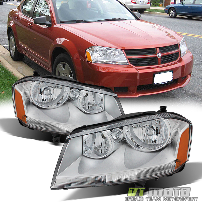 Black 0814 For Dodge Avenger Headlights Headlamps Replacement 0814