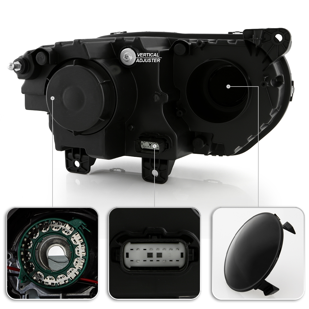 DTMOTO HID/Xenon Projector Headlights For 2015-2022 Dodge Challenger – Black Housing, No Air Ducts