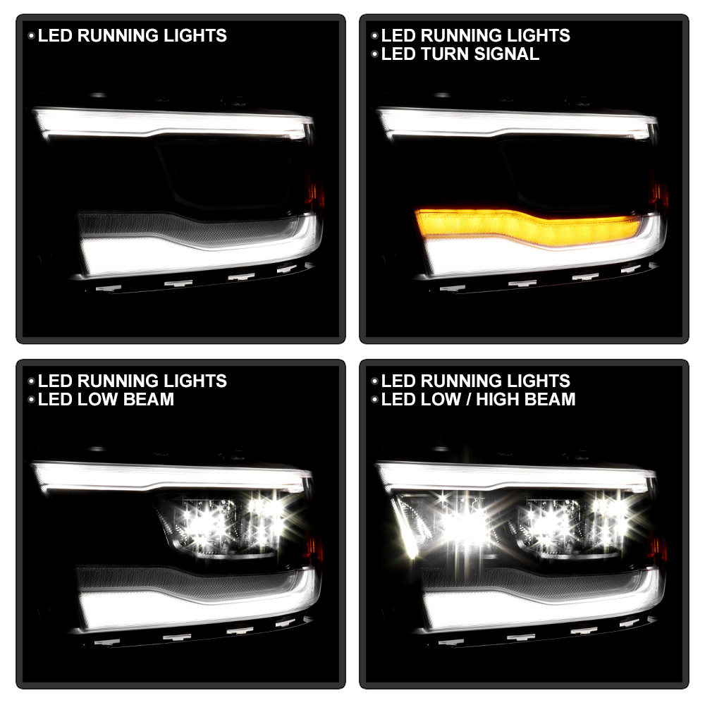 Full LED DRL Reflector Headlights For Dodge RAM 1500 2019-2023 – Driver & Passenger