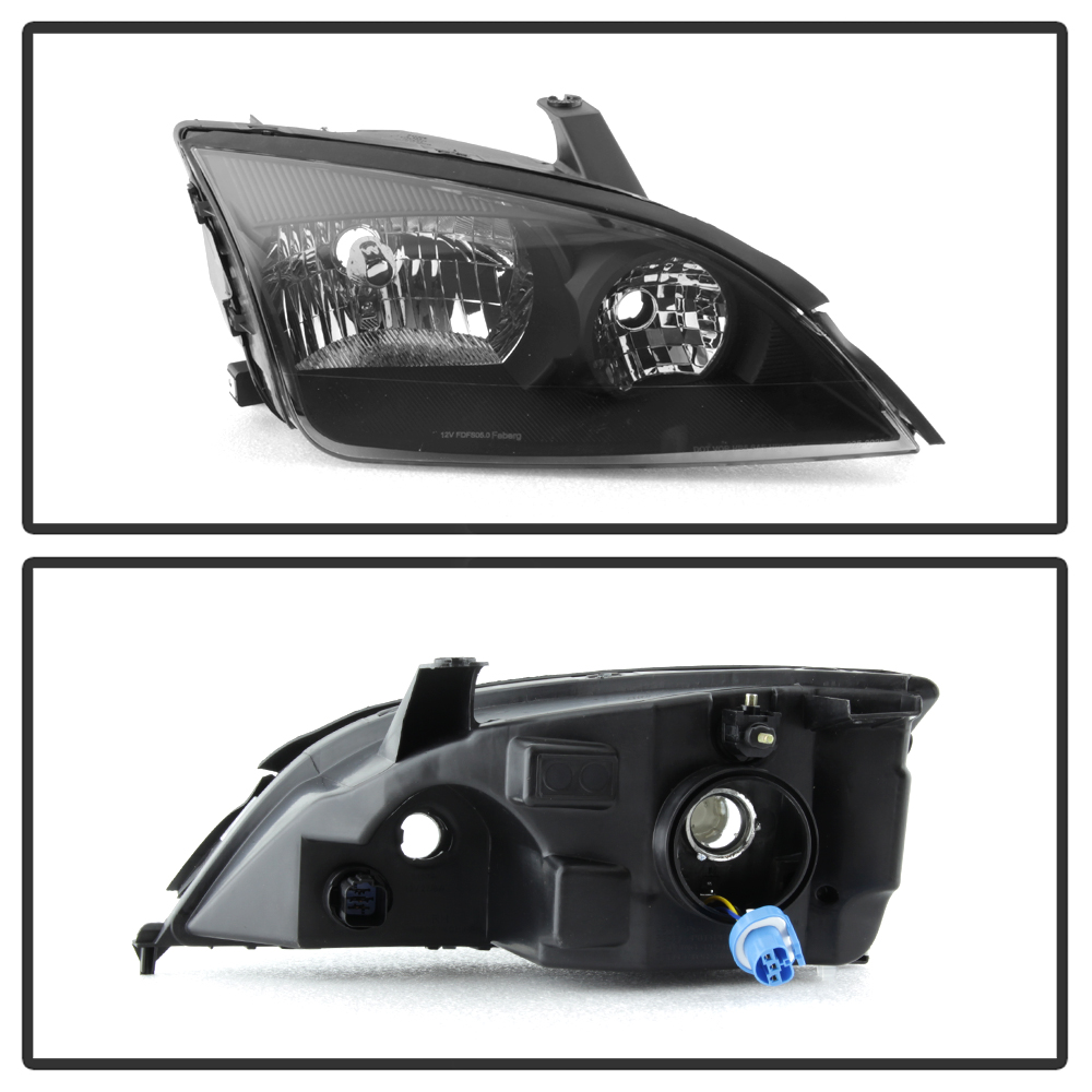 Black 2005 2006 2007 Ford Focus ZX4 Headlights Headlamps Aftermarket ...