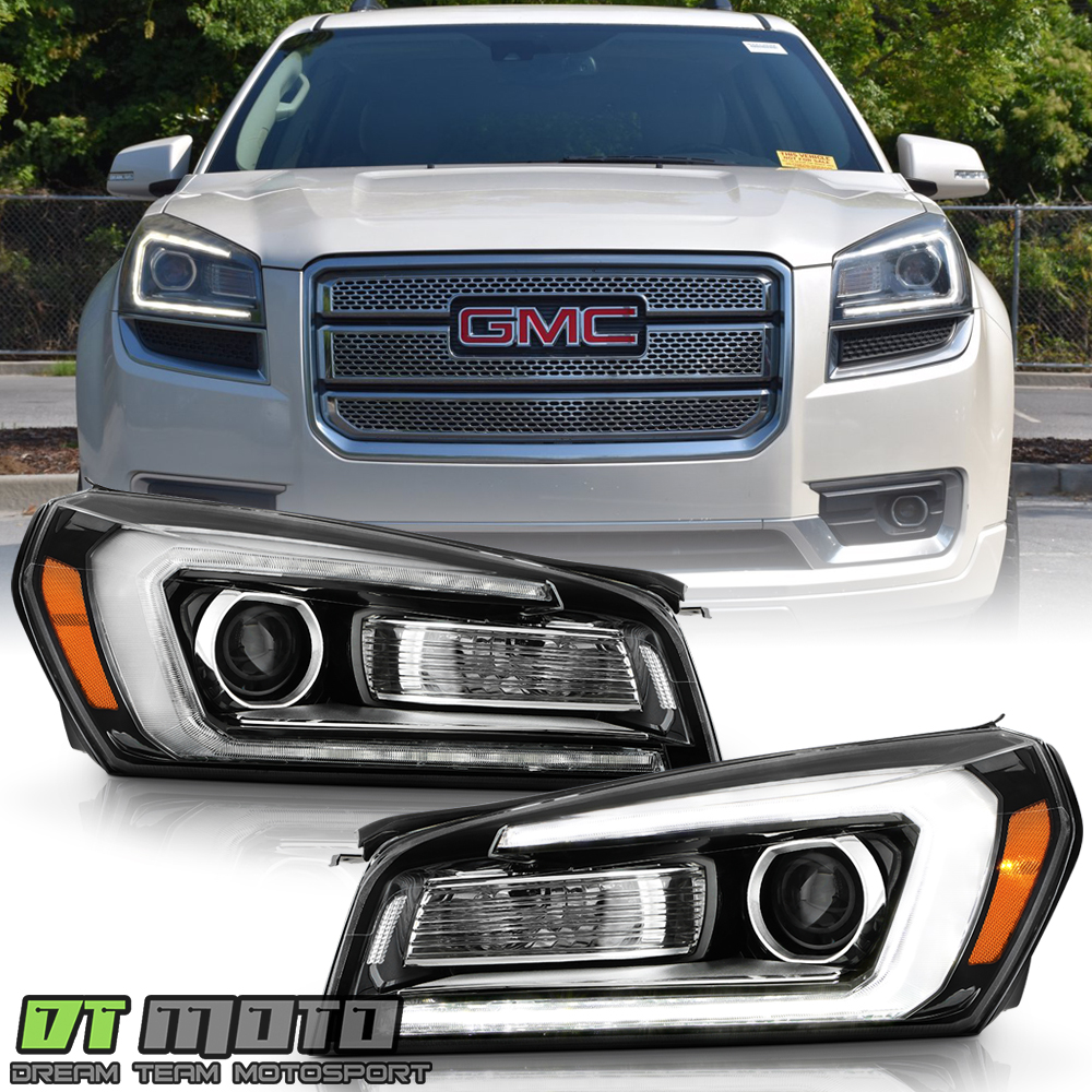 DTMOTO HID Projector Headlights For GMC Acadia 2013-2016 – Black Housing LED Tube