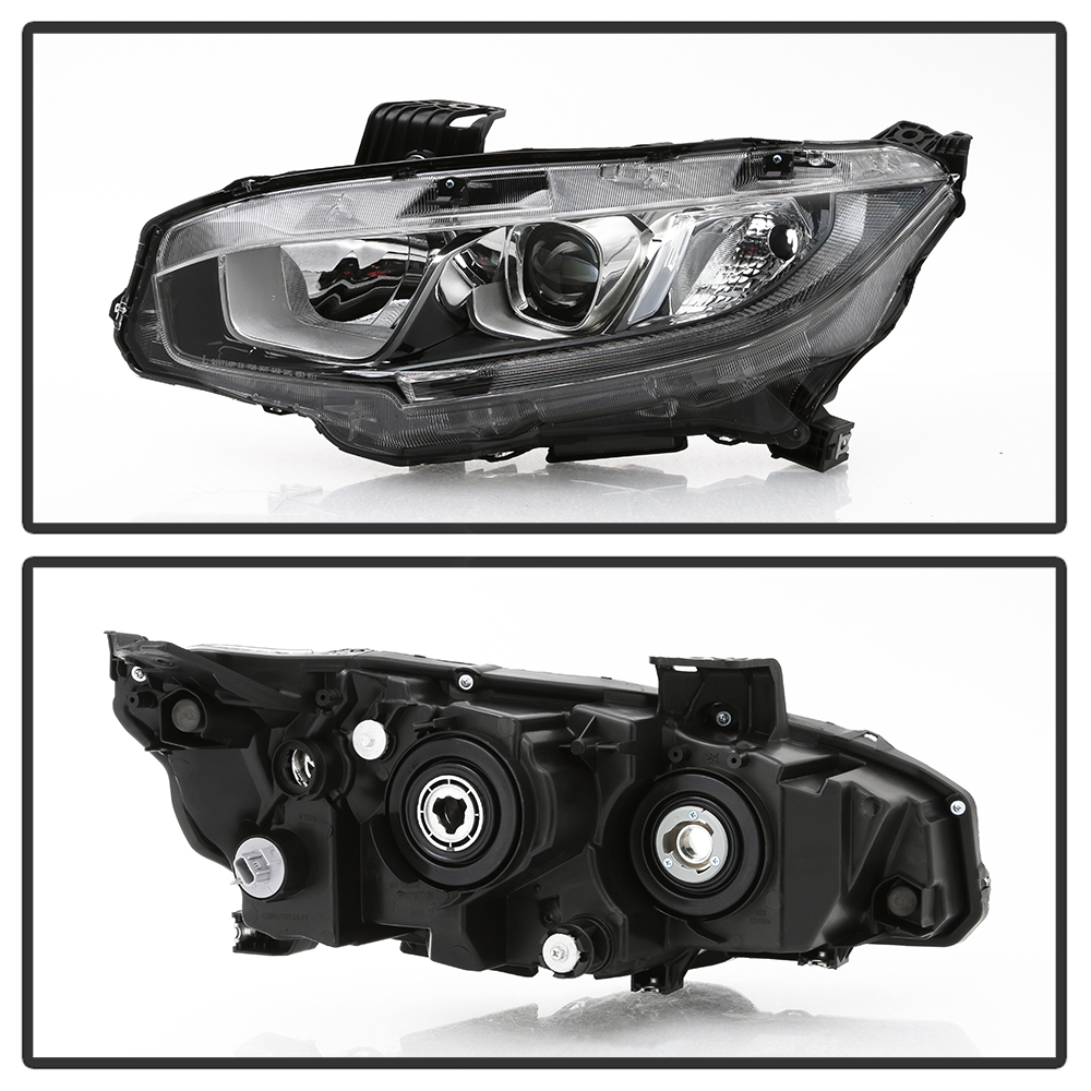 Left Driver Side Headlight Assembly For 2016-2021 Honda Civic – Halogen With LED DRL – CARFIXPARTS - View #2