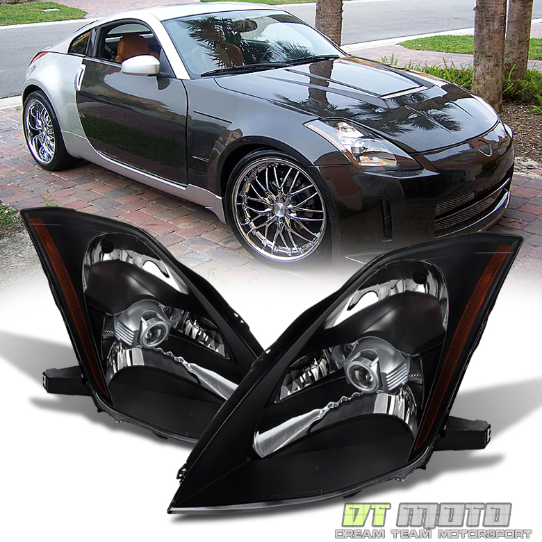 Black Headlamps For 2003 2004 2005 350Z Z33 Fairlady [HID D2S