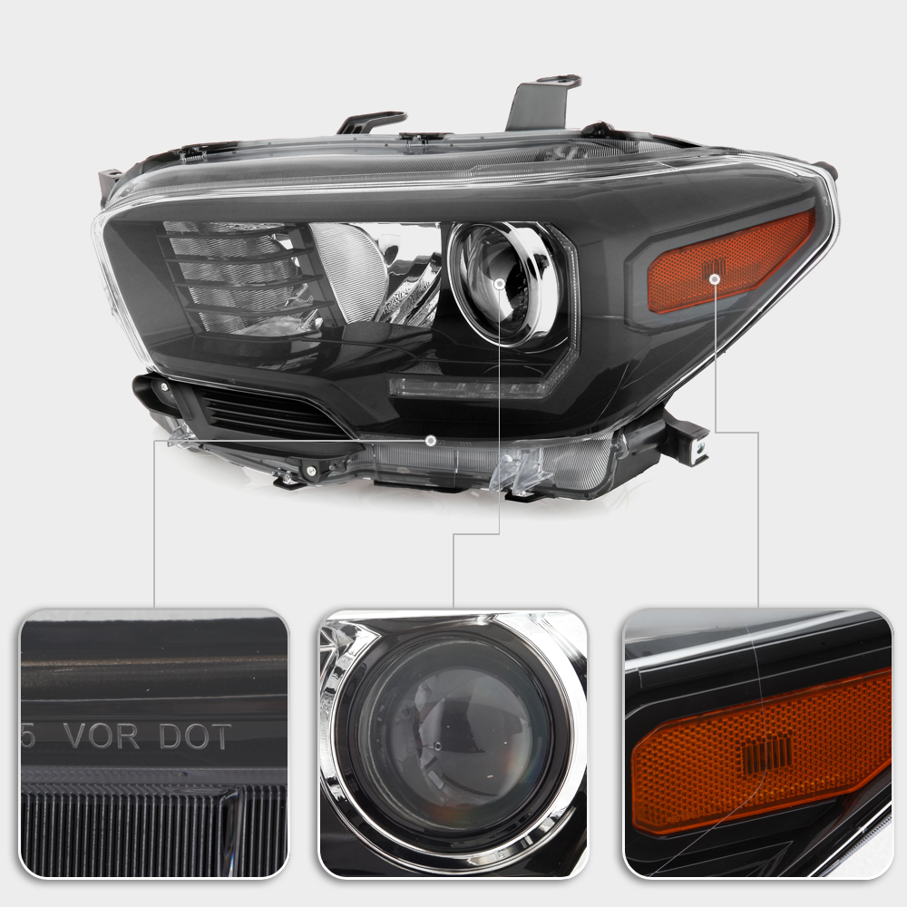 For 20162019 Toyota TRD w/ LED DRL Black Projector Headlights