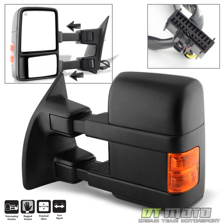 08-16 Ford Super Duty 1 Pack DNA Motoring TWM-027-T888-BK-AM-L Powered Towing Mirror Heat LED Signal Left
