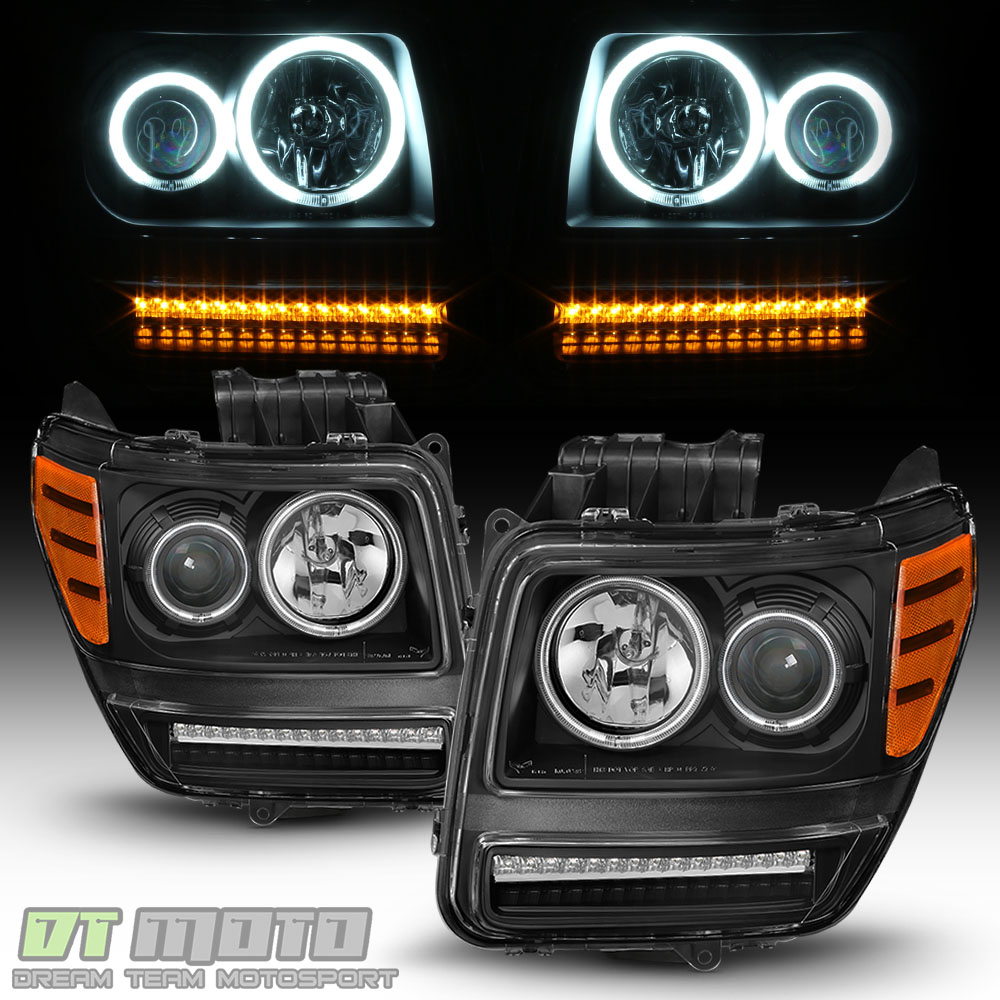 NITRO.V V-9 LIGHT ヘッドランプ 2007-2012 Dodge Nitro CCFL Halo DRL Projector Headlights w/LED