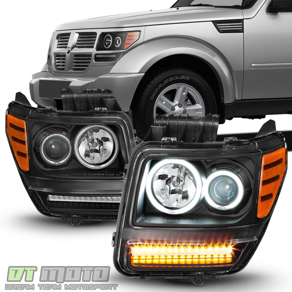 2007-2012 Dodge Nitro CCFL Halo DRL Projector Headlights w/LED