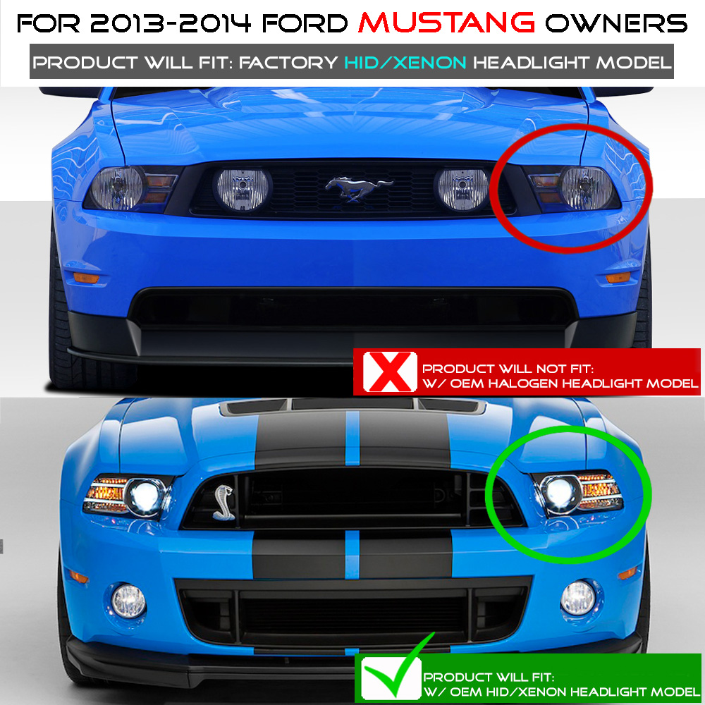 Right Passenger Side HID Projector Headlight For 2013-2014 Ford Mustang – LED DRL