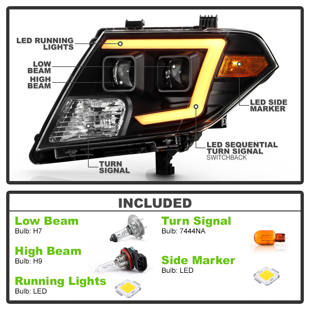For 2009-2021 Nissan Frontier Switchback LED Tube Projector