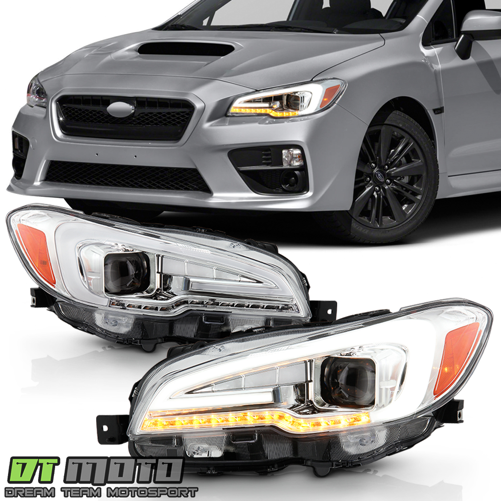 15 Subaru Wrx Sti Chrome Led Tube Sequential Signal Projector Headlights Ebay