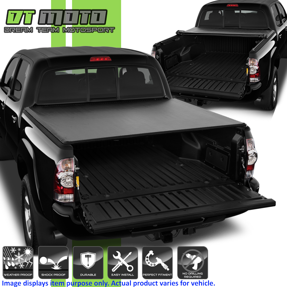 Soft Roll Up Black Tonneau Cover Fits 2005-2015 Toyota Tacoma Pickup Fleetside Model 6 Feet 72 Inches Bed /& Hardware
