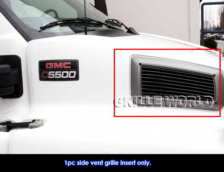 APS Compatible with 2003-2009 Chevy Kodiak C4500 C5500 Side Vent Black Billet Grille Grill Insert C86630H