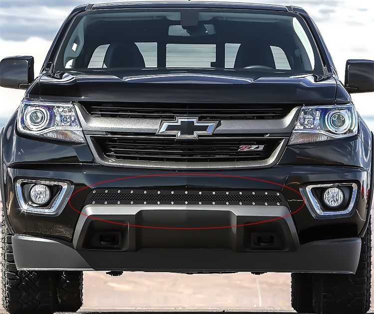 For 20152016 Chevy Colorado Bumper Stainless Steel Black Rivet Mesh Grille