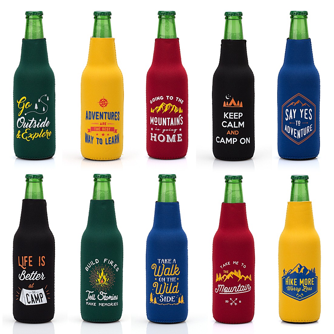 Avery Barn 10pc Neoprene Zipper Sleeve Insulated Beer Bottle Cover Sets