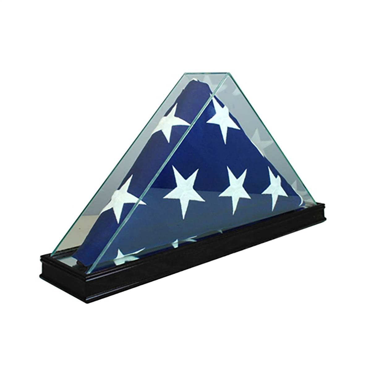REAL GLASS WOOD 5 x 9.5' FLAG DISPLAY CASE BLACK for Burial Funeral