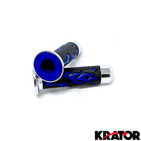 PWC Chrome Skull Hand Grips Blue Flame Grip for Yamaha Banshee ATV