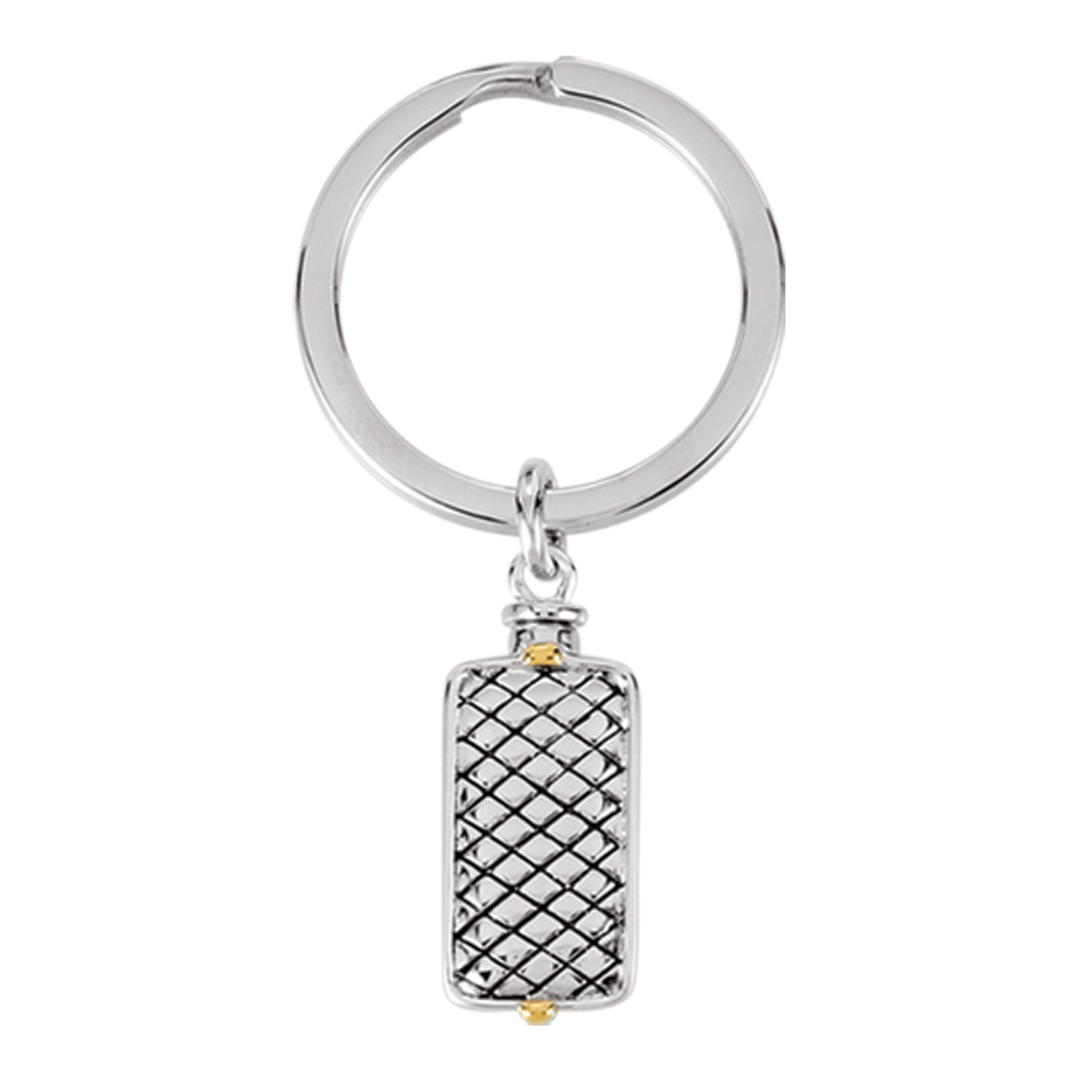 Rhodium 14k Gold Plated Sterling Silver Rectangle Ash Holder Key Chain Rhodium 14k Gold Plated Sterling Silver Rectangle Ash Holder Key Chain