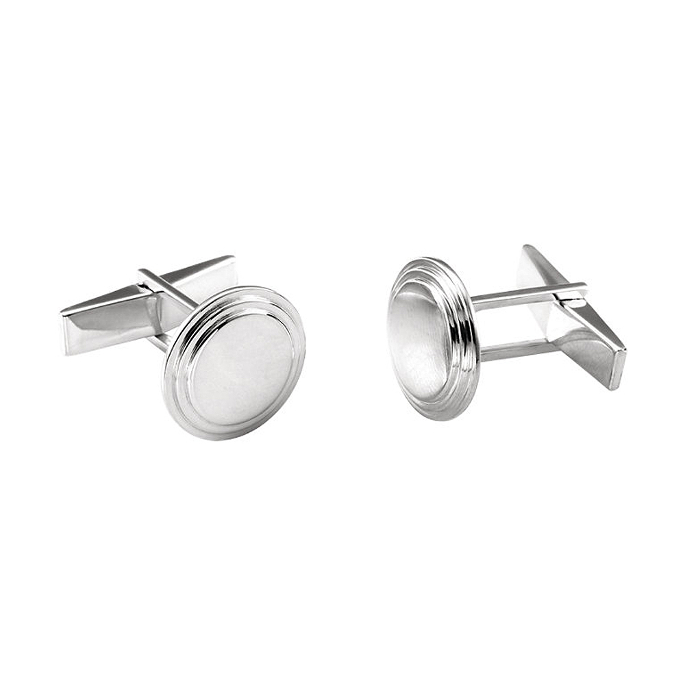 Men&#039;s Sterling Silver 16mm Engravable Round Cuff Links