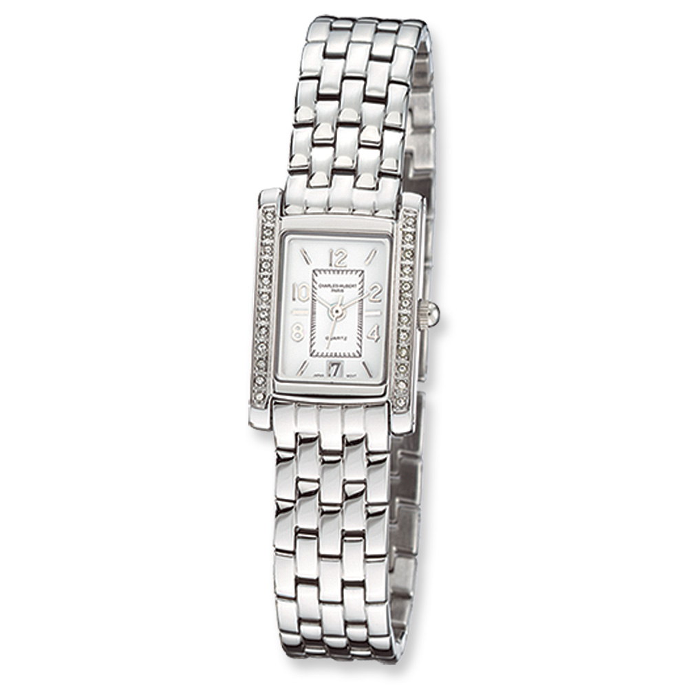 Ladies Chrome Finish Panther Link Watch by Charles Hubert Ladies Chrome Finish Panther Link Watch by Charles Hubert