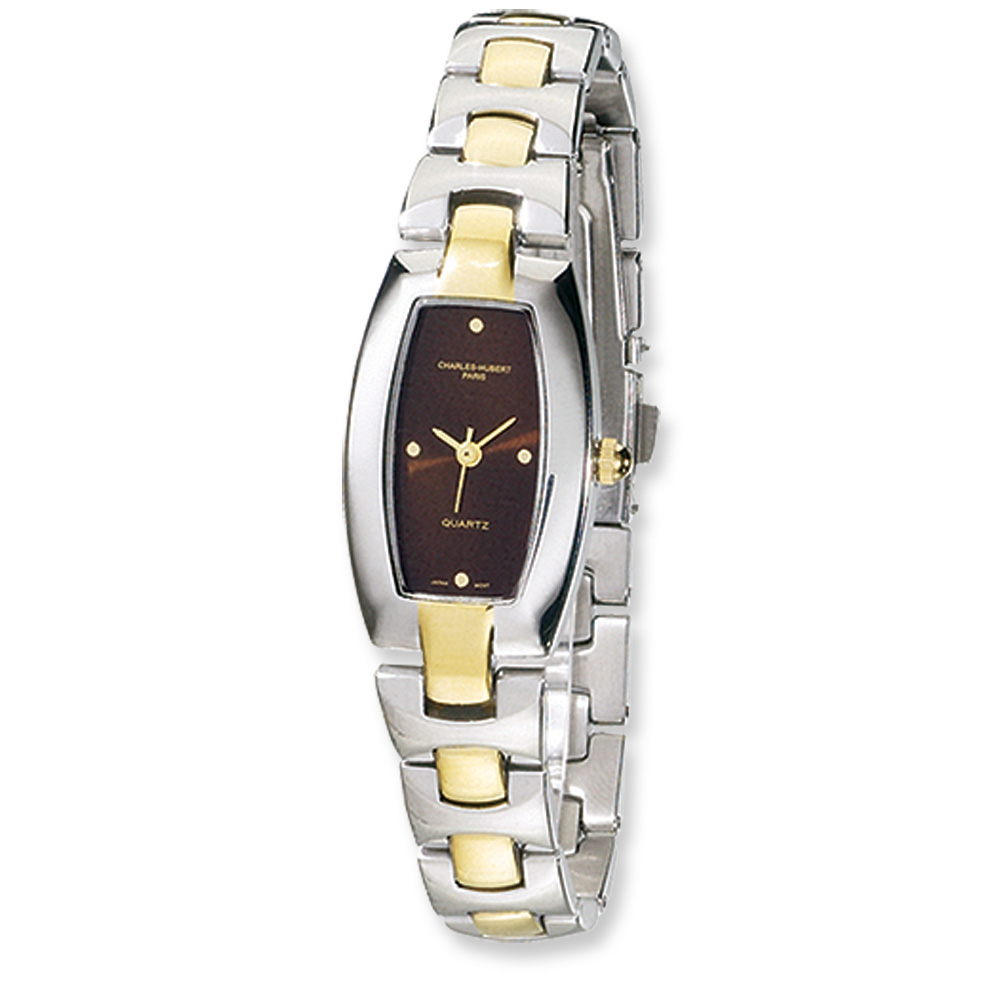 Ladies Two-Tone, Brown Sunray Dial Watch by Charles Hubert Ladies Two-Tone, Brown Sunray Dial Watch by Charles Hubert