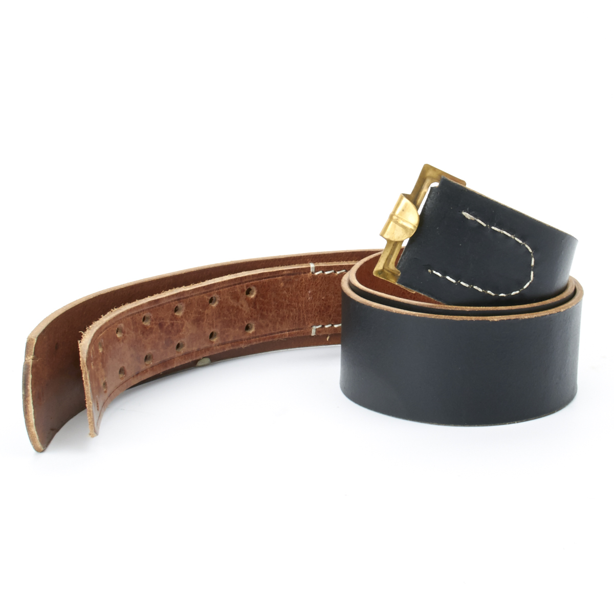 German WWII Wehrmacht Black Leather Equipment Belt- Size 32-36