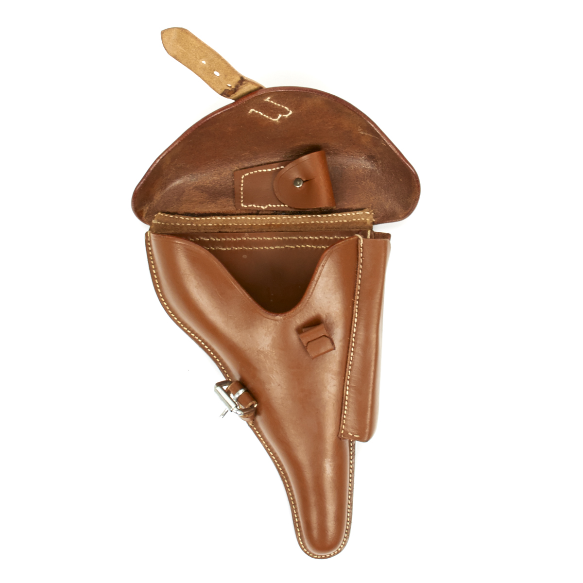 German WWII P08 Luger Afrika Korps Leather Hardshell Holster, P-08