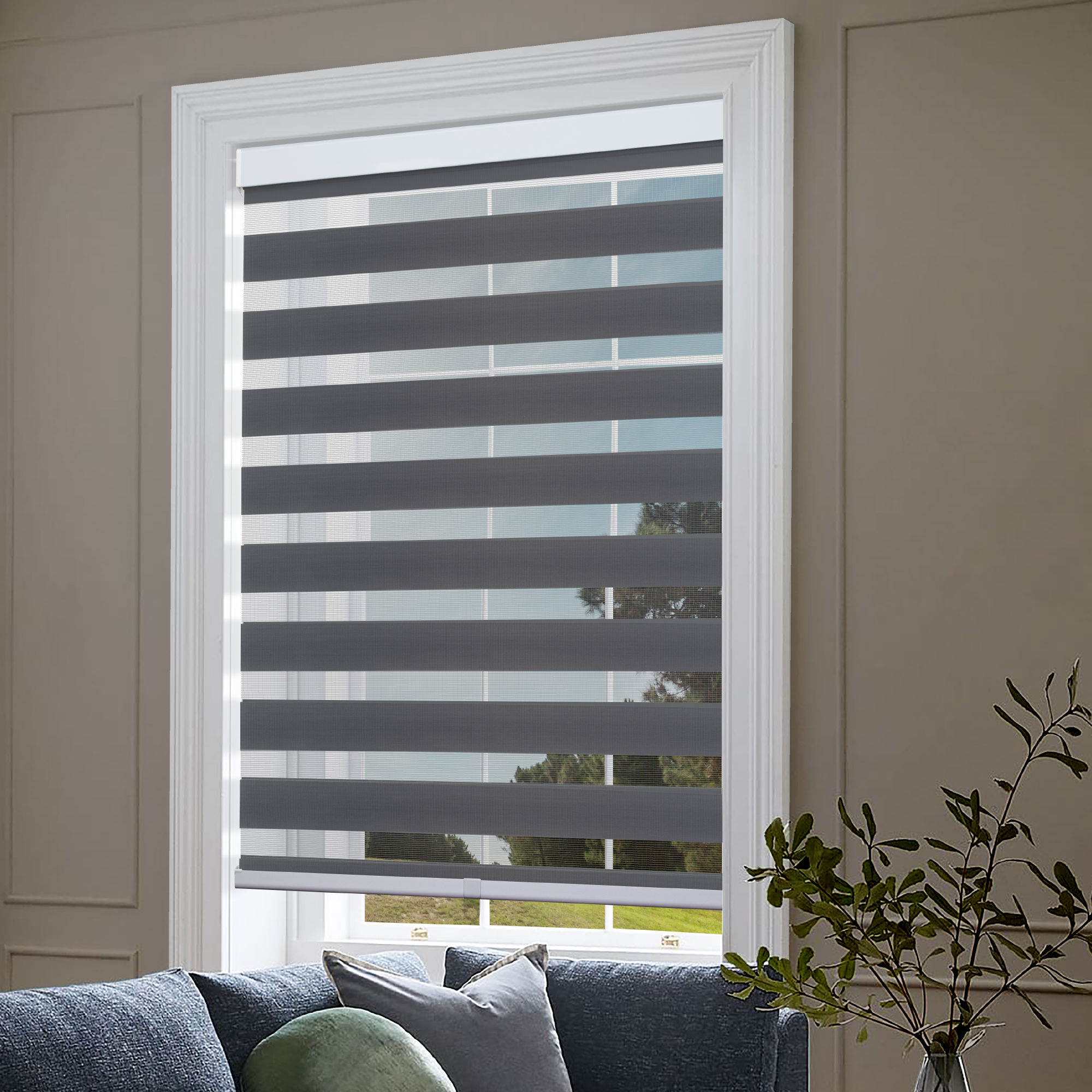 Cordless Zebra Roller Blinds Sheer Shades, Sheer or Privacy - 20" to 72"W x 72"H - Picture 15 of 21